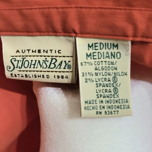 St John's Bay sleeveless button front, collared darted, burnt orange blouse Sz M - Picture 8 of 8